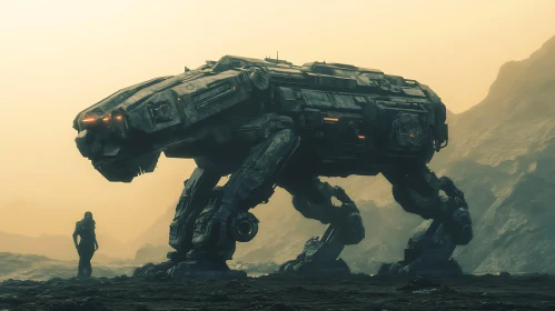 Giant Robot Beast in Dystopian Landscape