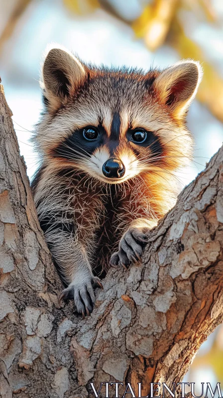 Raccoon Portrait in Nature AI Image