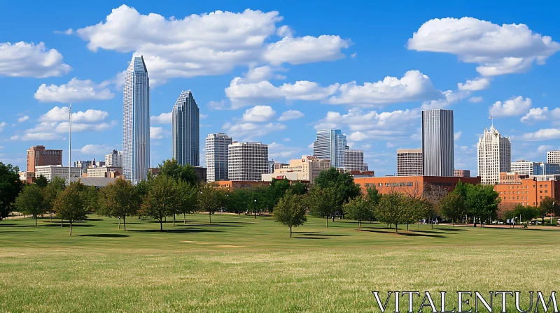 Urban Skyline and Green Park AI Image