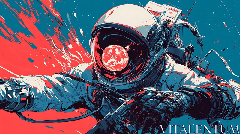 Astronaut Drifting Through Vibrant Space AI Image