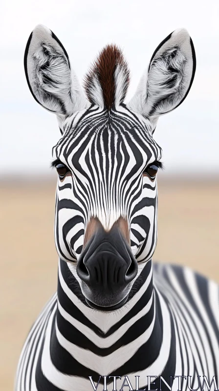 AI ART Zebra Close-Up in Nature