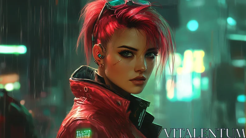 Futuristic Female Character in Urban Environment AI Image