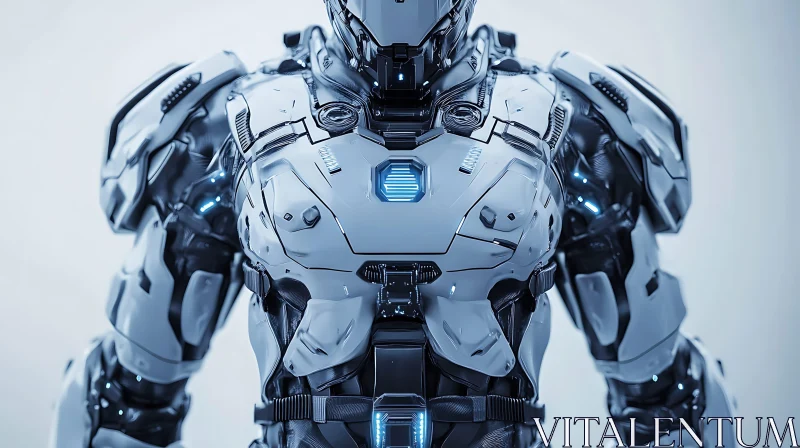 Advanced Technological Cyborg with Blue Accents AI Image