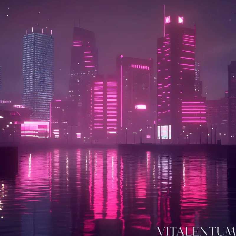 AI ART Neon Glow in Futuristic City