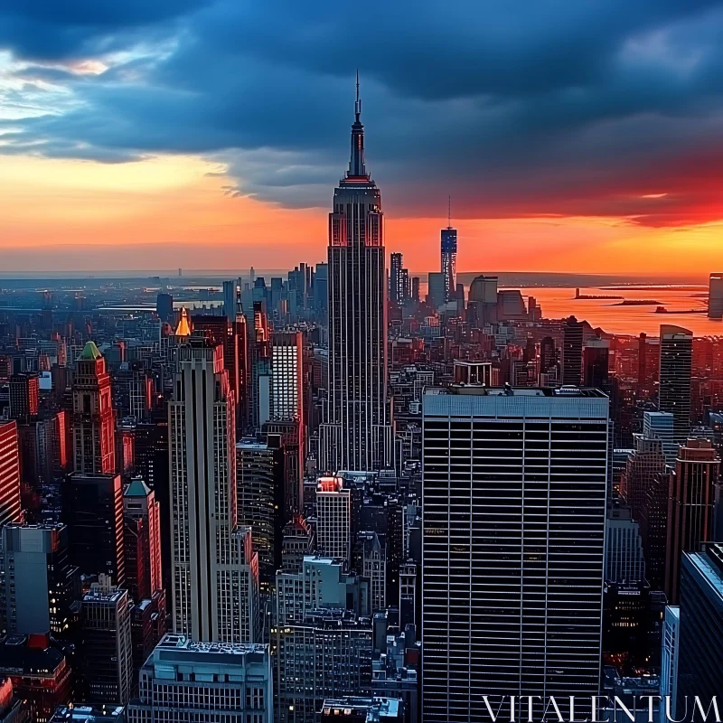 Skyline of New York City during Sunset AI Image