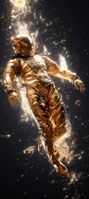 Surreal Golden Astronaut in Space