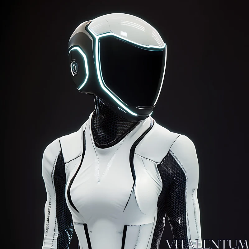 Advanced Tech Figure in Neon-Accented Helmet AI Image