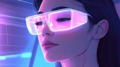 Cyberpunk Portrait with Neon Glasses