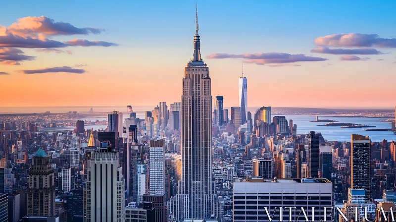 NYC Urban Sunset with Iconic Skyscrapers AI Image