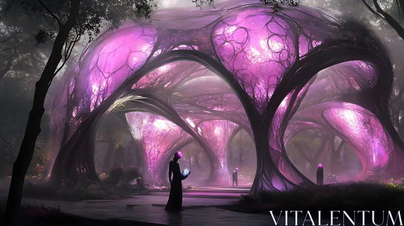 AI ART Mystical Pink Light in Enchanted Forest