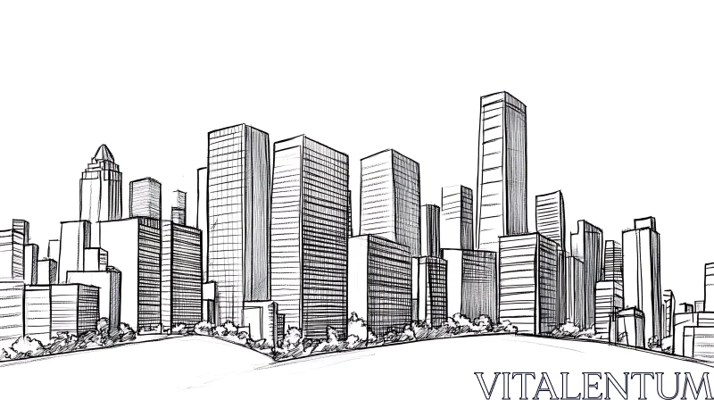 Modern City Skyline Illustration AI Image