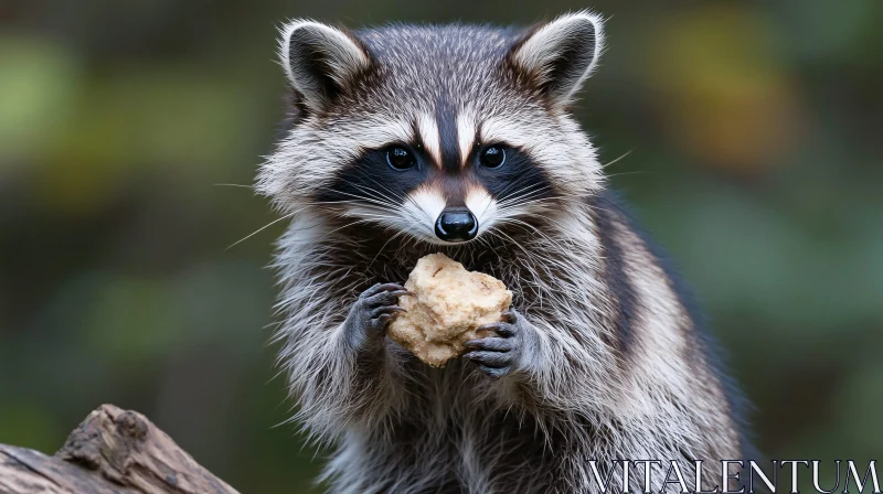 Raccoon Holding Food in Forest AI Image