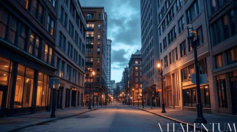 AI ART Lonely Urban Street at Dusk