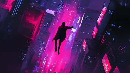 Neon-Lit Futuristic City Scene