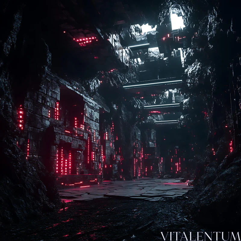 Sci-Fi Neon Cave AI Image