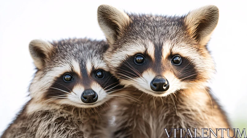 Playful Raccoons with Distinctive Masks AI Image