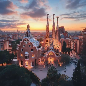 Cathedral and Cityscape at Dusk