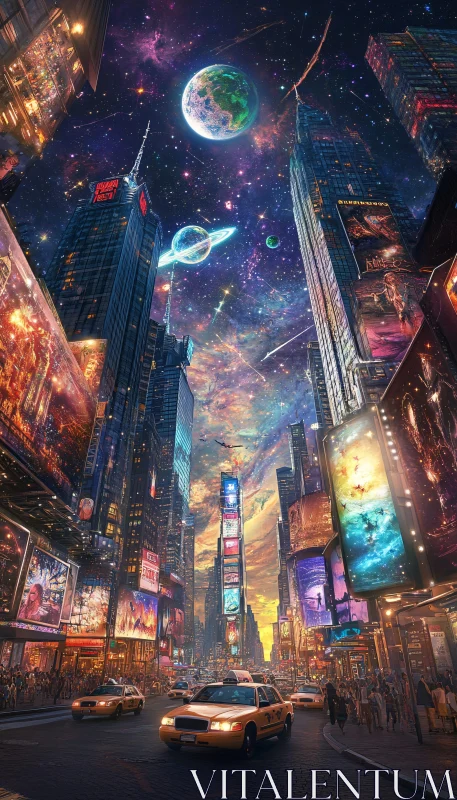 AI ART Urban Wonderland with Galactic Horizon