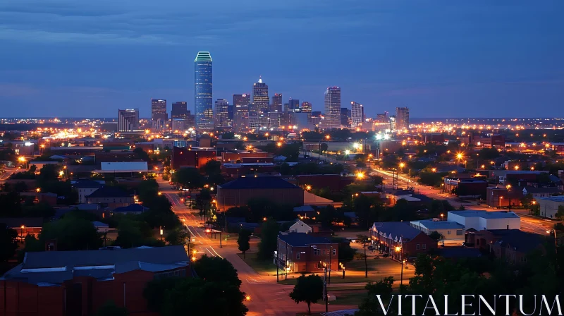 AI ART Urban Skyline Lit Up at Night