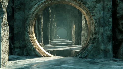 Mysterious Tunnel with Ancient Rings