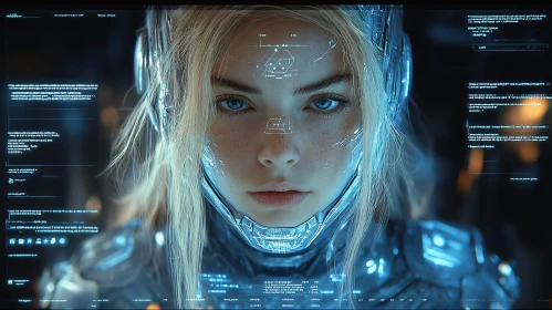 Advanced Cybernetic Headgear in a High-Tech Setting