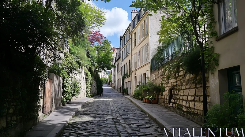 AI ART Peaceful Urban Street with Greenery