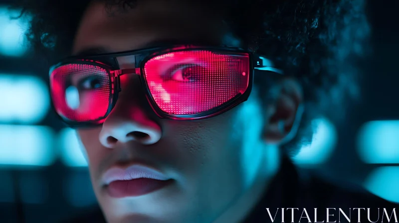 Cyberpunk Style with Red Glasses AI Image