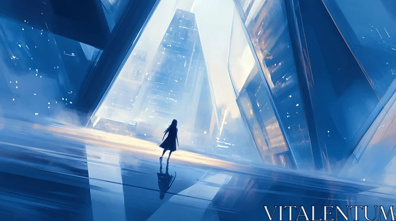 AI ART Misty Blue Futuristic Urban Scene