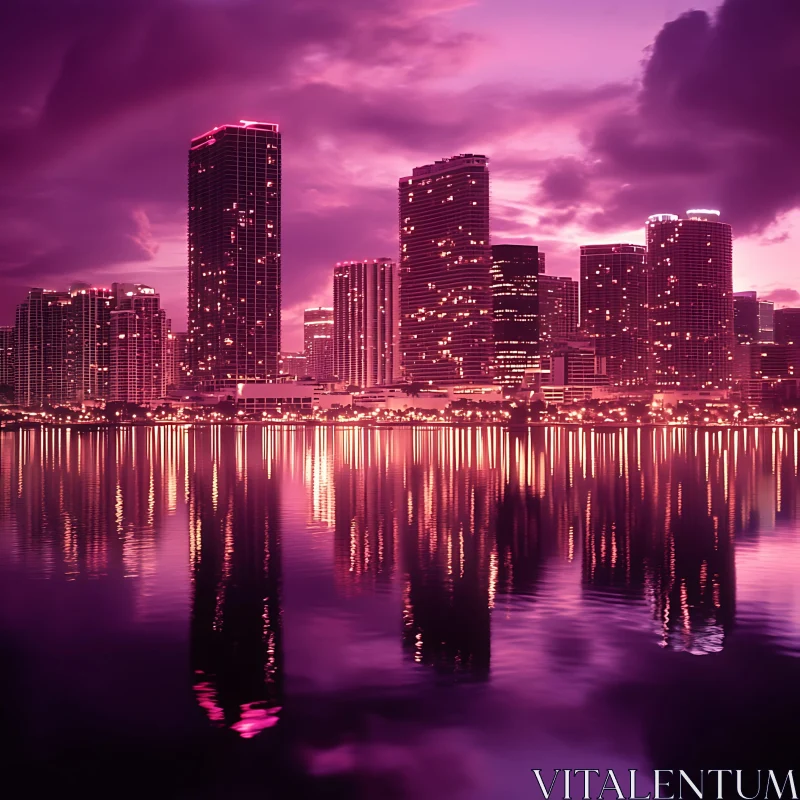 Night Cityscape with Reflections AI Image