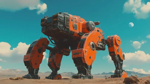 Giant Mechanical Machine in Arid Terrain