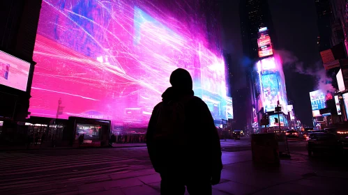 Silhouette in Neon Wonderland