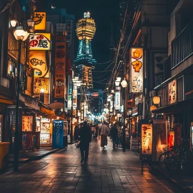 Nighttime in the City: Urban Lights and Tower Glow