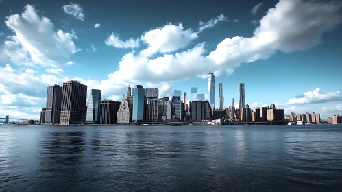 Urban Skyline with Blue Sky and Clouds