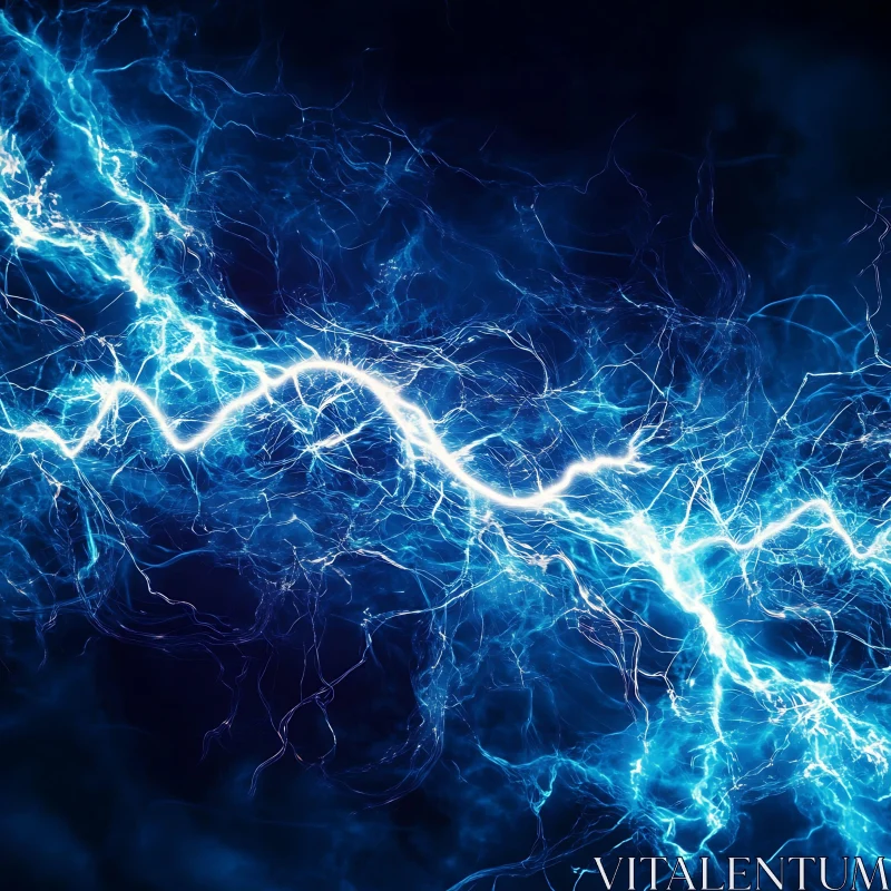 Blue Lightning Electric Energy Abstract