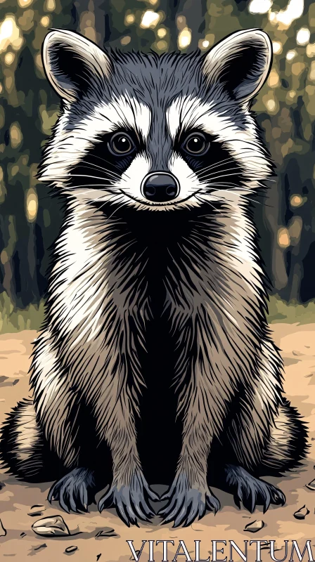 Woodland Raccoon Art AI Image