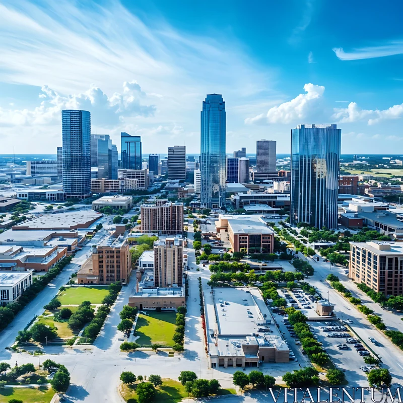Aerial View of Downtown with Skyscrapers AI Image