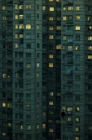 Urban Nightscape with Singular Human Figure
