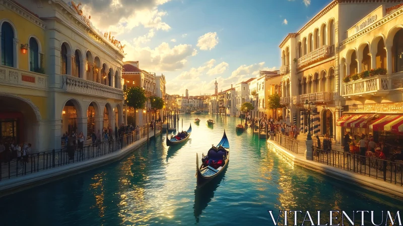 Venetian Sunset with Gondolas