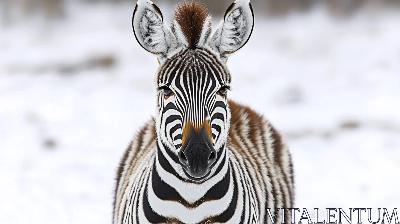 Zebra in Snowy Wilderness