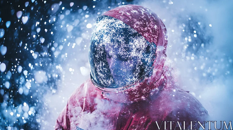 Cosmos and Snow: Astronaut Reflective Art