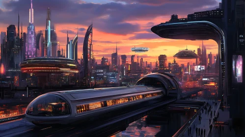 Sci-Fi Urban Landscape at Dusk
