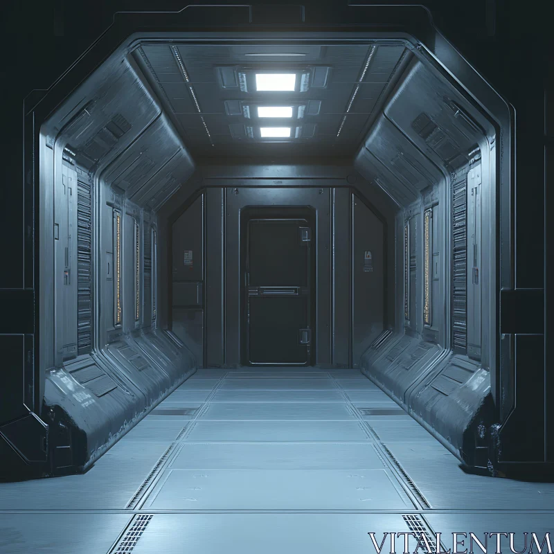 Sci-Fi Metallic Space Passage AI Image