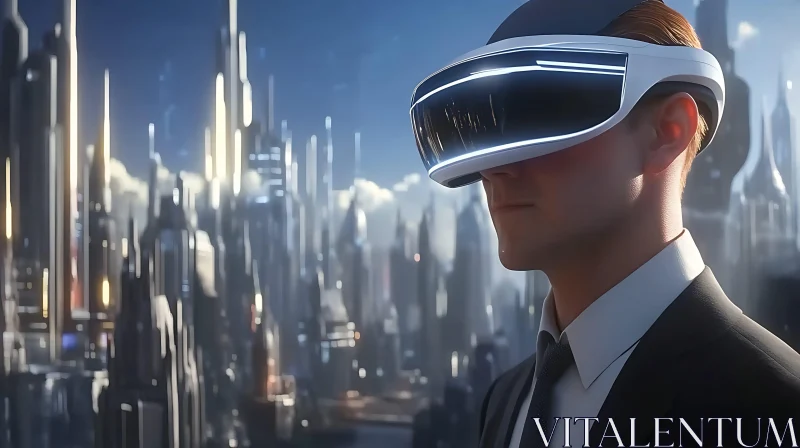 Futuristic Cityscape with VR Technology AI Image