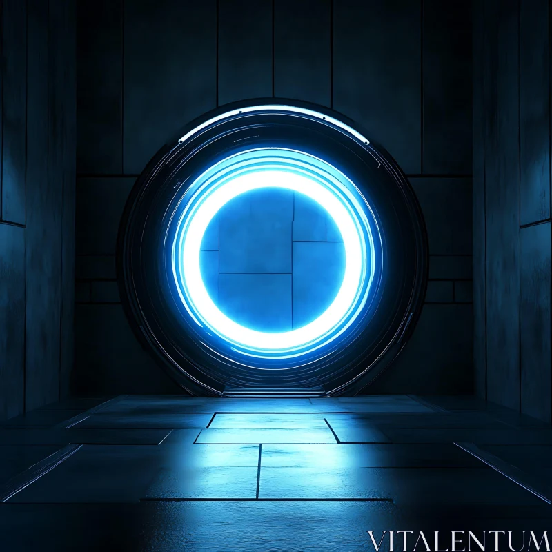 Luminous Blue Circular Portal AI Image