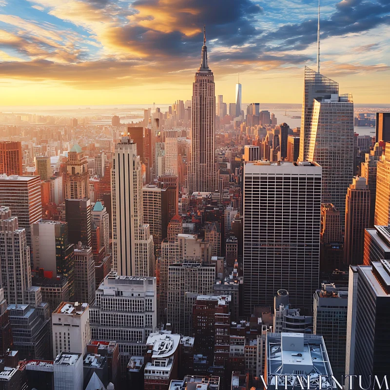 Sunrise Over City Skyscrapers: A Stunning Urban Landscape AI Image