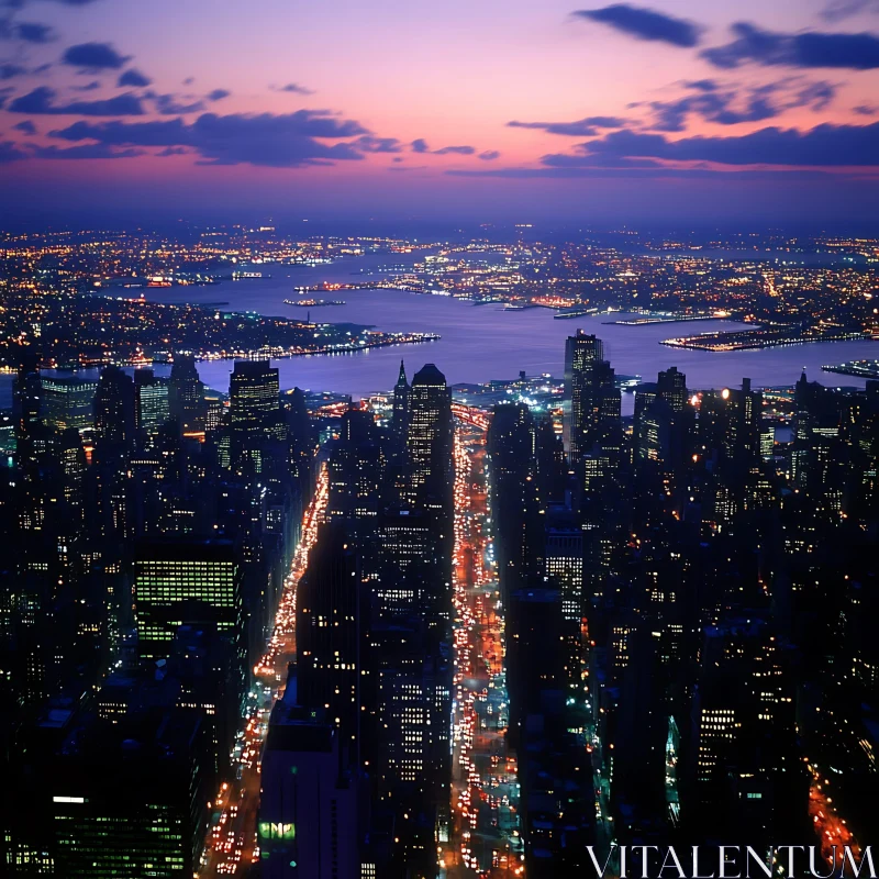 A Stunning Cityscape at Twilight AI Image