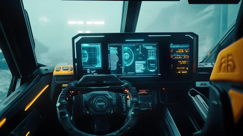 Cyberpunk-Style High-Tech Cockpit