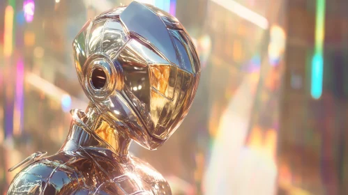 Futuristic Chrome Robot with Reflective Surface