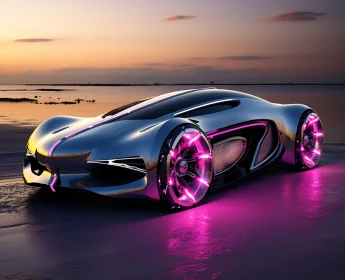 Innovative Concept Vehicle Reflecting Sunset Glow