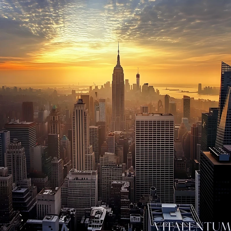 Sunrise Over Urban Cityscape AI Image